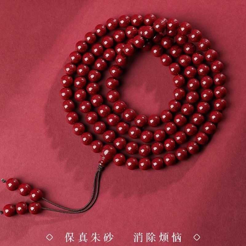 原矿紫金砂帝王砂晶体朱砂108颗佛珠念珠多层圈手链男女佩戴纯正