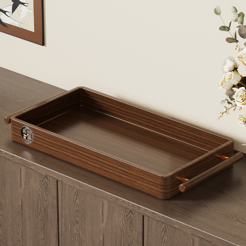 实木钥匙收纳盒玄关摆件入户门口鞋柜上装饰放置盒子桌面复古托盘