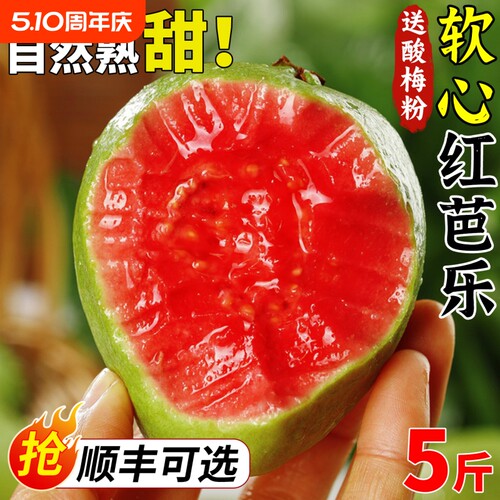 顺丰福建软糯红心芭乐5斤水果软心番石榴奶油鸡屎果新鲜巴乐生鲜