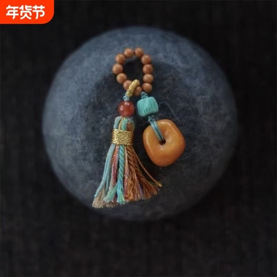 藏式方扣小滴溜跑环流苏挂件吊坠文玩配件2025新款复古小众设计感