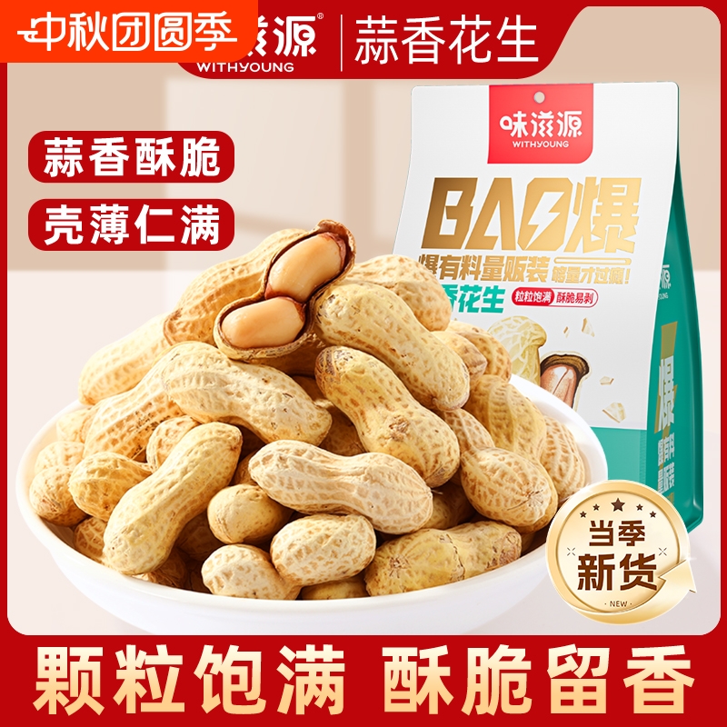 蒜香味花生炒货带壳袋装花生米解馋休闲零食下酒菜小吃好吃的健康