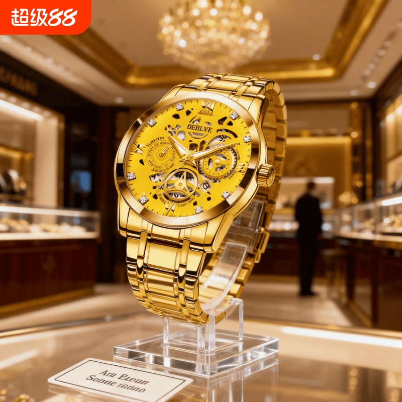 男士手表男正品名牌全自动非机械表男款商务防水石英腕表镂空夜光