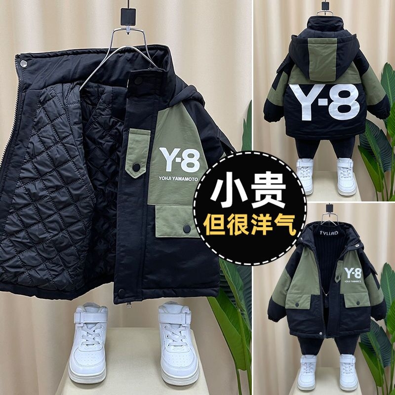 男童棉衣秋冬2025新款儿童冬装夹棉外套中小童帅气连帽加厚派克服