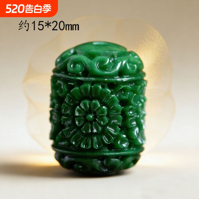 翡翠干青雕刻回纹筒珠老型珠雕花手工diy饰品仿干青色如意回纹珠