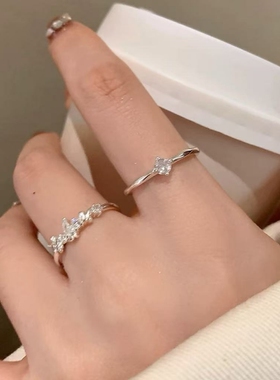 蝴蝶闪钻戒指ins小众设计高级感开口指环2026新款闺蜜食指戒尾戒