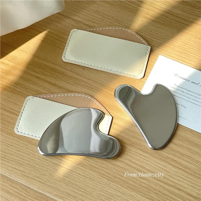 不锈钢刮痧板带保护套爱心形刮痧板面部美容刮板眼部提拉按摩棒