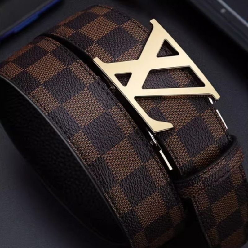 LVАFGН优质头层牛皮正品男潮流真皮皮带高档商务腰带简约男款