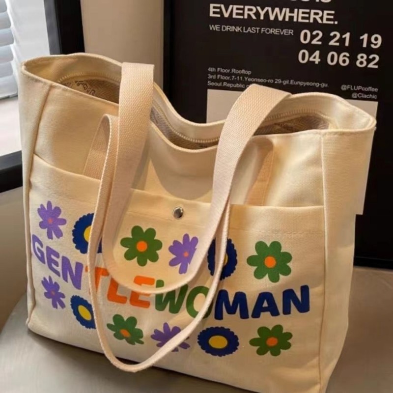 帆布包包女2024新款大容量通勤百搭手提袋大学生单肩包托特包小包