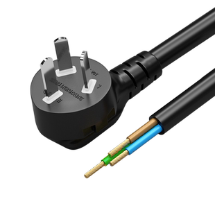 电源线国标10a全铜3芯三孔带插头单头裸尾0.75/1/1.5平方数据连接
