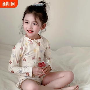女童泳衣洋气中小童沙滩服夏装 温泉速干游泳衣宝宝连体防晒泳装