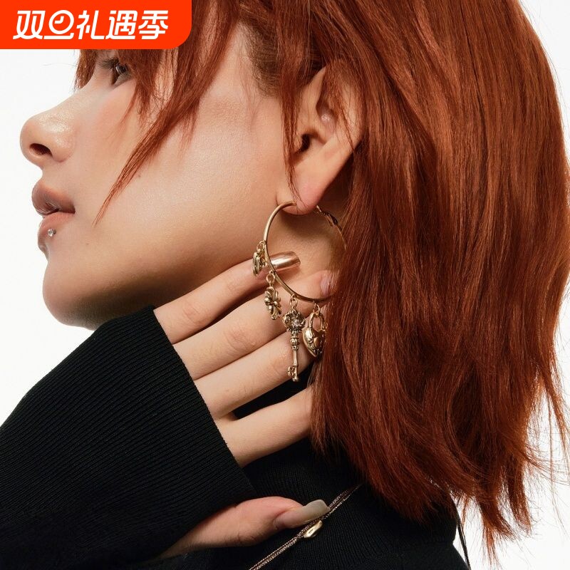 SUMIYAKI 爱锁芯系列秋冬美式复古风钥匙爱心耳环显瘦大耳圈女