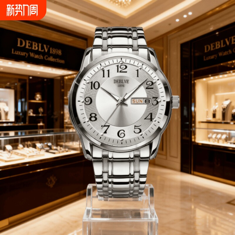 正品瑞士全自动非机械表手表男士学生韩版时尚潮双日历防水表夜光