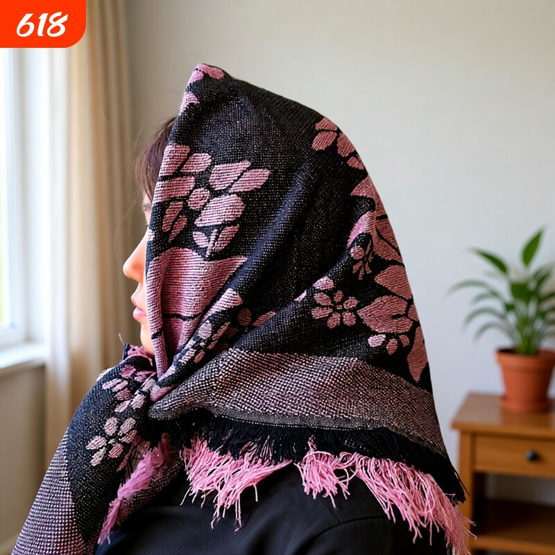 老人方巾女妈妈头巾秋冬季保暖婆婆女奶奶中老年人围脖礼物红色