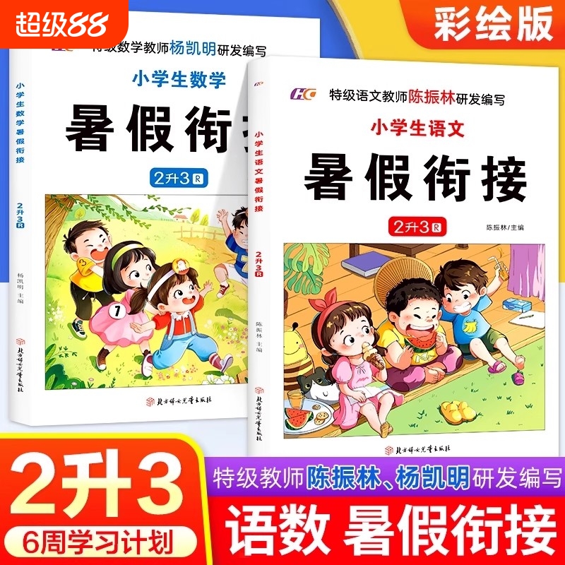 二年级下册暑假作业小学生升三年级语文数学人教版二升三暑假衔接复习预习一本通2升3语数专项训练课本同步练习册拼音阅读句子课文