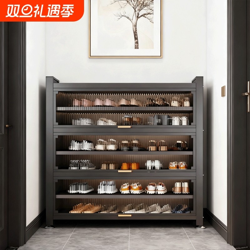 家用鞋柜玄关柜钢制置物收纳柜子卧室阳台客厅多层儿童简易储物柜