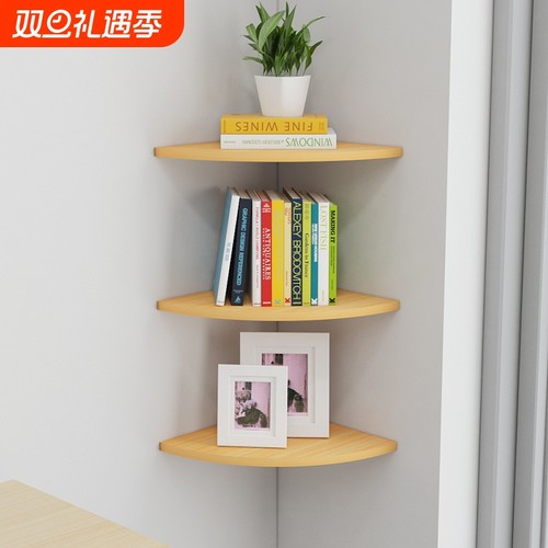 墙角置物架转角厨房墙壁墙面墙上三角扇形隔板卧室木板客厅收纳