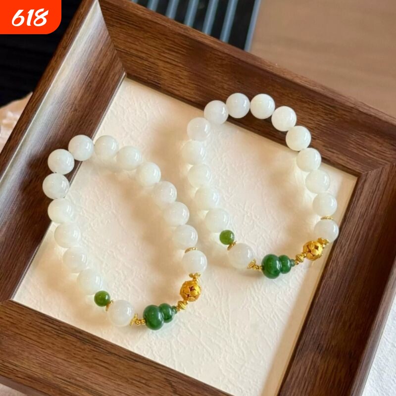 天然和田玉手串10mm左右搭配