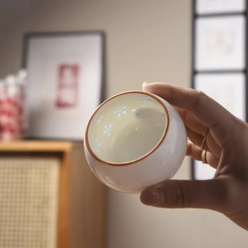 纯手工主人杯茶杯个人单杯玲珑镂空功夫茶具商务礼品品茗杯可印字