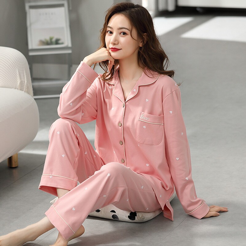 2025年春秋款睡衣女长袖单面纯棉印花可外穿休闲家居纯棉亲肤