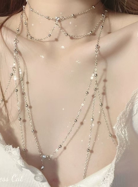 Princess Cat 美丽废物 小众设计银色链百搭小众多way身体链项链