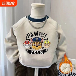 男童纯棉加绒卫衣儿童圆领秋冬上衣中小童卡通动漫宝宝圆领卫衣E