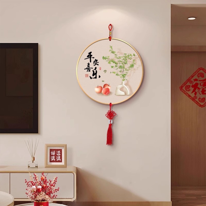中国结挂件客厅电视背景墙装饰画中式小清新圆形高级感寓意好挂饰