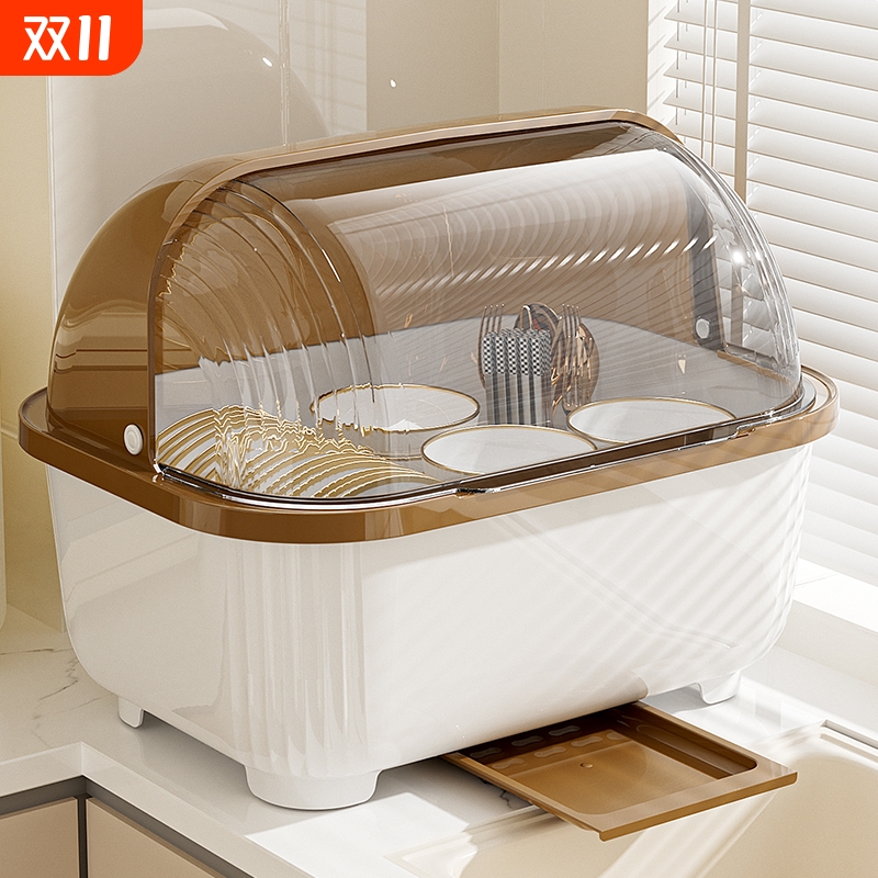 轻奢杯架防尘水杯双层收纳柜沥水