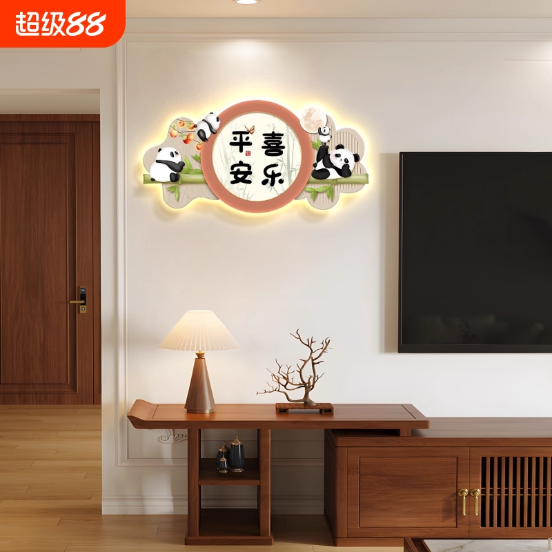 2025新款电视背景墙挂画客厅墙面灯饰挂件高级感影视墙挂饰壁灯画