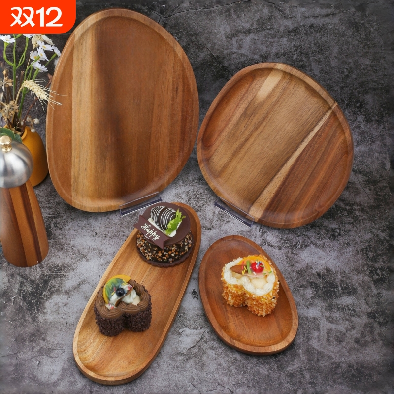 茶盘西餐盘相思木椭圆形复古风
