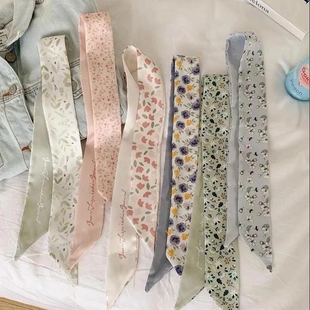 夏季清新小碎花绑发带丝带马尾飘带长条丝巾气质手提包薄款缠包袋