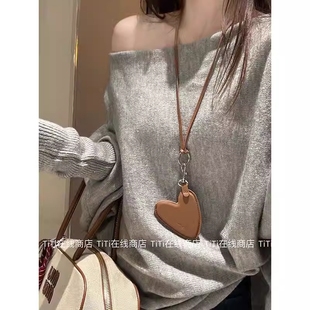 百搭皮质爱心挂绳小包项链韩系可爱挂脖零钱包迷你包挂件衣服配饰