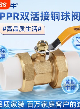 金角金牛PPR双活接铜球阀