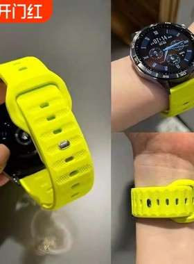 适用华为gt5表带GT4GT3男Watch4Pro荣耀Magic智能运动3GT4GT3男荧光绿硅胶手表带红色蓝色橙色绿色黑色