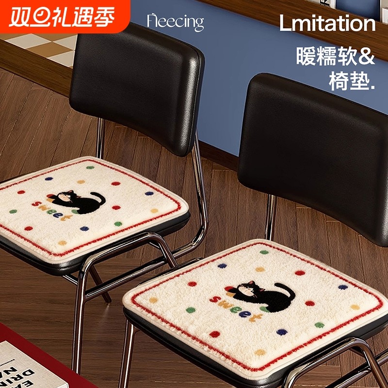 冬季加厚仿羊绒凳子坐垫办公室久坐椅子垫防滑餐椅垫汽车坐垫屁垫