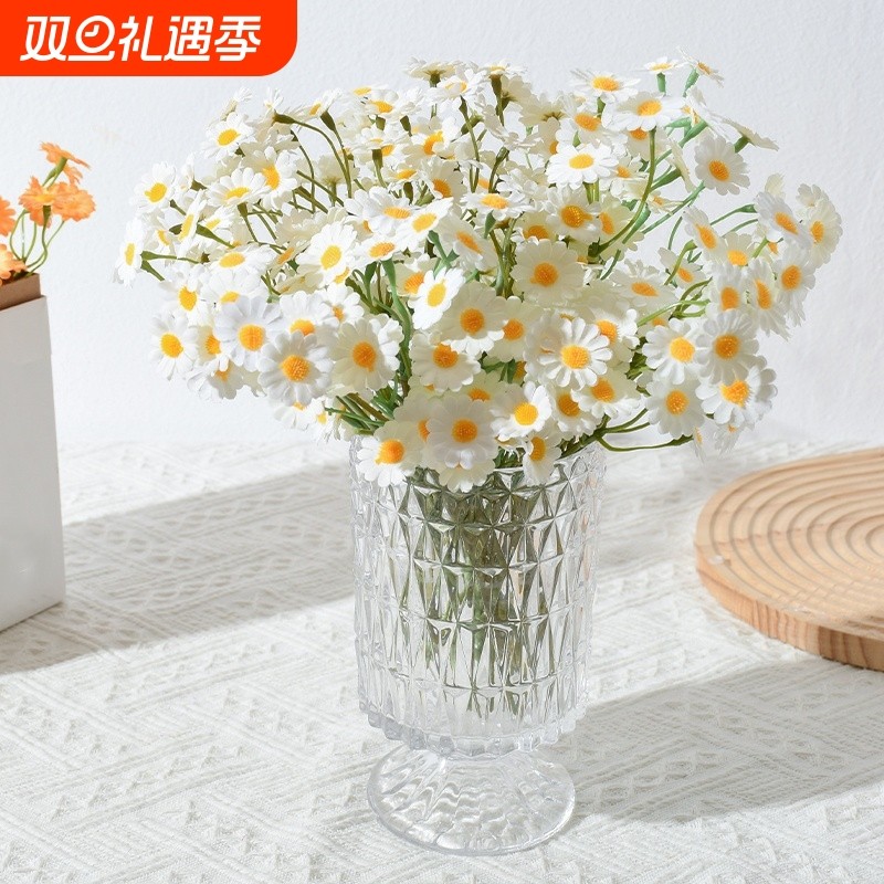 仿真花单支洋甘菊田园欧式餐桌小雏菊假花居家装饰小野菊绢花假花