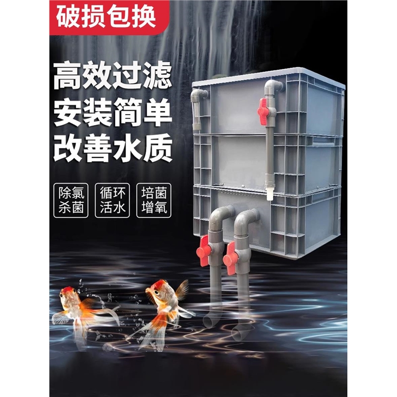 鱼缸过滤器周转箱过滤盒三合一水循环过滤系统自制 diy上置滴流盒