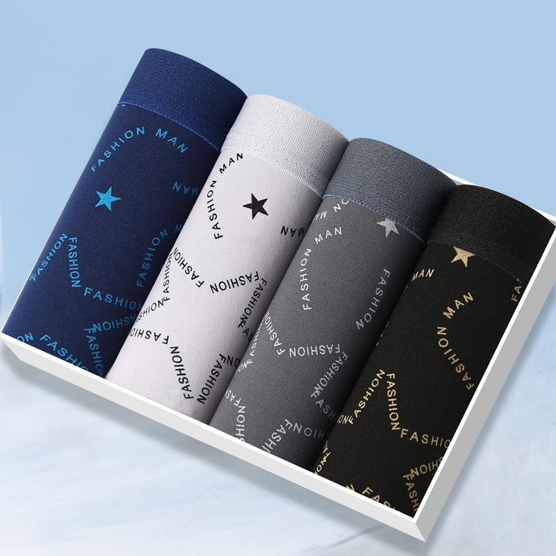 纯绵男士内裤头潮男四角裤青年大码宽松透气舒适裤头简约平角底裤