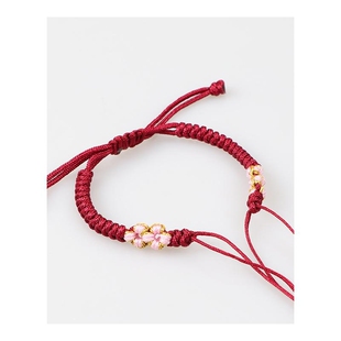 桃花结手绳DIY半成品隔珠转运珠编绳貔貅平安扣硬金手工编织手链