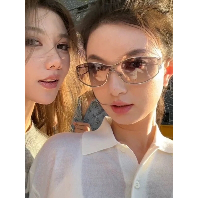 欧美高级感个性连体时髦墨镜Y2K甜酷骑行风太阳眼镜防紫外线男女