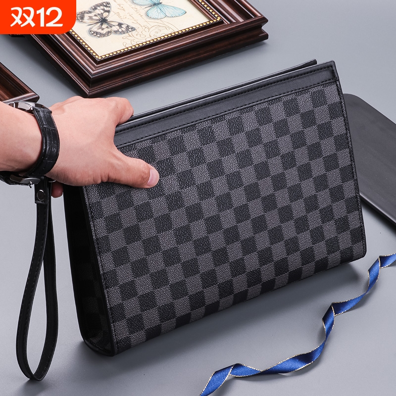 手包男手拿包男士夹包大牌格子手抓包男包大容量商务奢侈品潮钱包