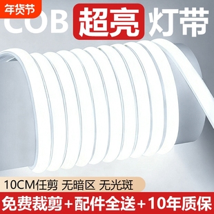 220v灯带led灯条吊顶户外防水客厅自粘线形灯家用COB超亮强光电视