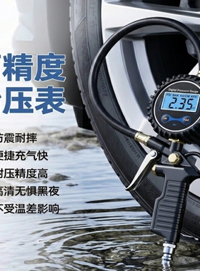 胎压表气压表高精度带压力充气头汽车轮胎压监测器计加气枪打气嘴