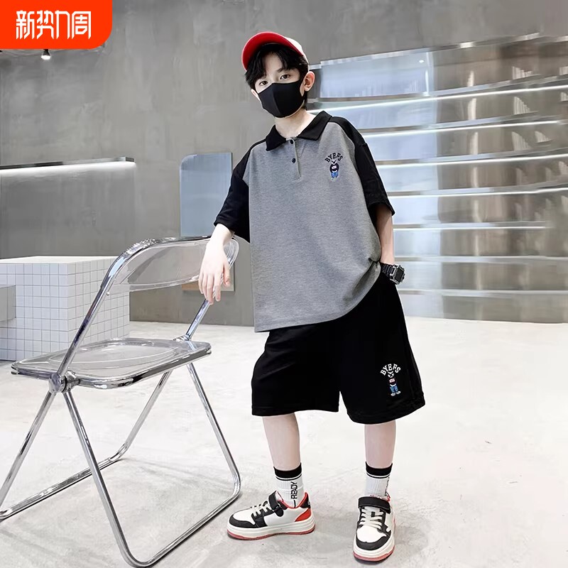 男童夏装套装2026新款男孩中大儿童夏季短袖POLO衫运动帅气时
