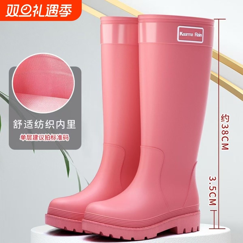 束口女士水雨鞋女款加厚时尚雨靴防滑加厚高筒成人厨房保暖防水口
