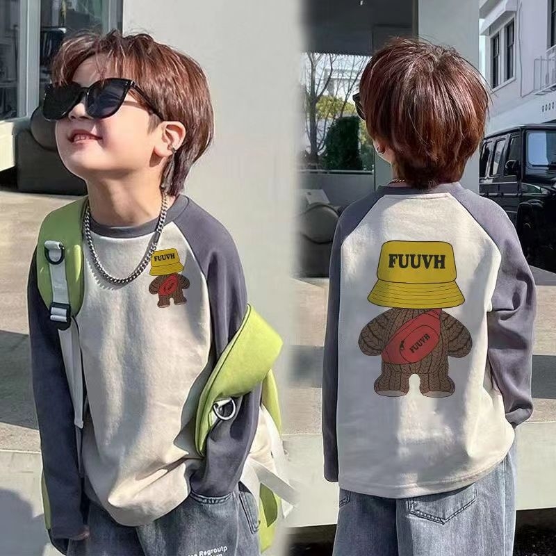 纯棉儿童长袖T恤春秋新款男女童卡通袖上衣中小童宝宝打底衫HDD02