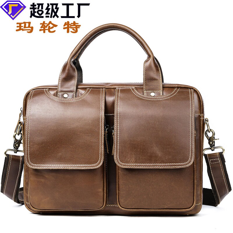 marrant欧美热销大容量公文包真皮高级感男士斜挎包可手提单肩