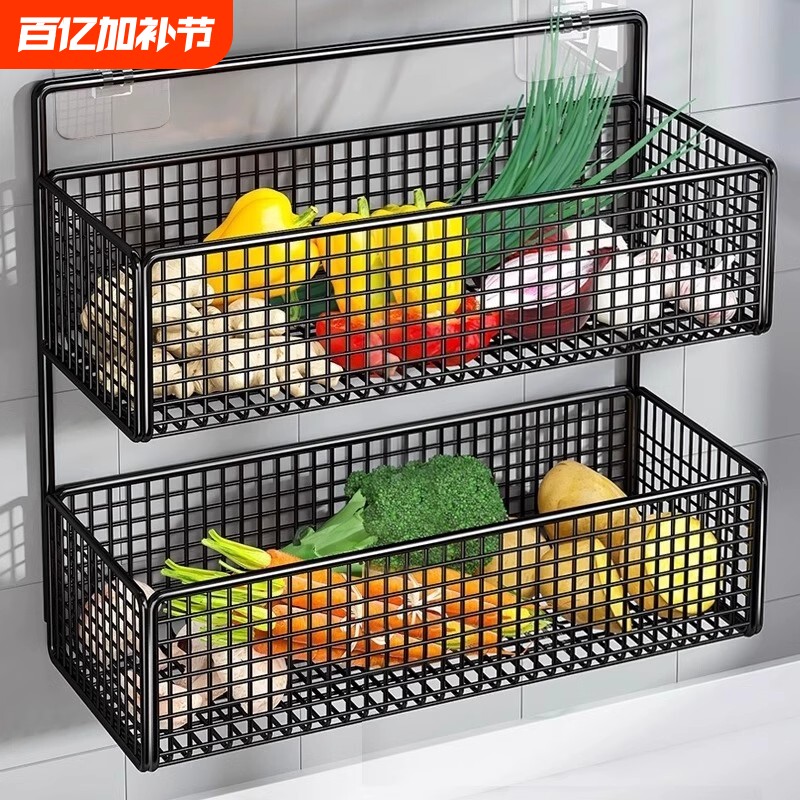 厨房置物架壁挂多功能免打孔品架子墙上葱姜蒜收纳挂架用品调料
