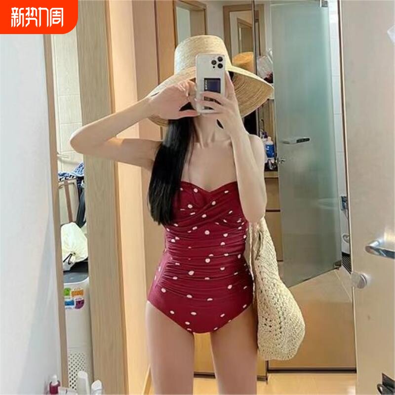 源头工厂批发2023新款韩国泳衣女保守遮肚显瘦钢托拧包连体泳装女