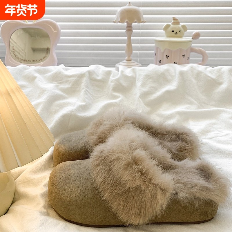 巨好看厚底加绒勃肯包头半拖鞋女外穿2025新款冬季雪地靴毛毛棉拖,女鞋,勃肯鞋/软木鞋,淘宝优惠券,粉丝福利购,淘宝优惠卷