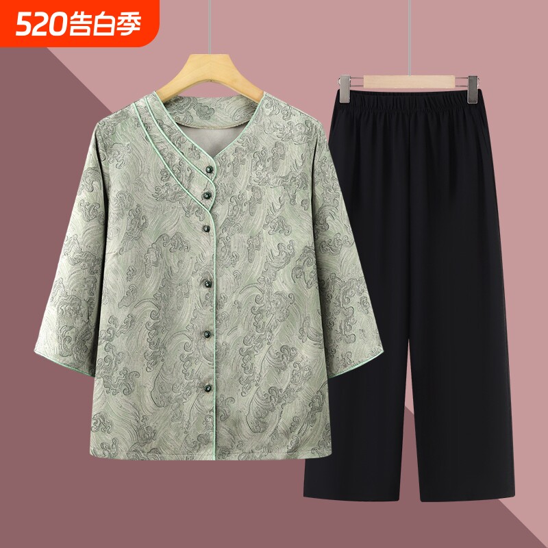 2026新款上衣老太太夏装套装妈妈装奶奶衣服夏装衬衫老年人夏女装